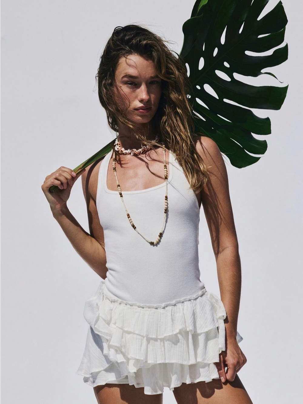 NWT Free People White Ruffled Mini Dress Romper